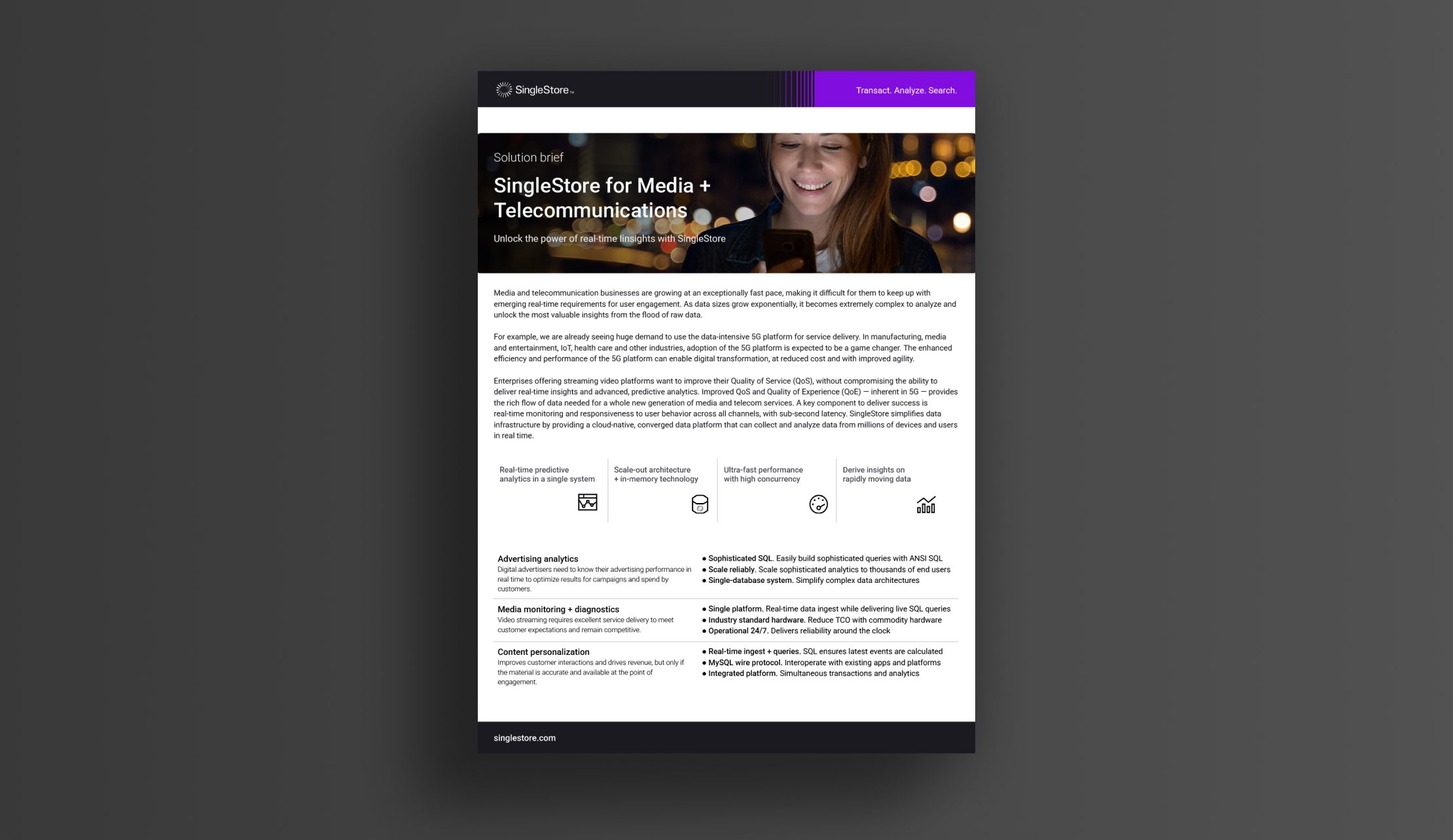 Industry Brief - SingleStore for Media and Telecommunication
