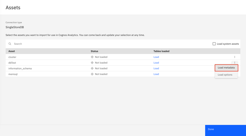 Connect with IBM Cognos Analytics · SingleStore Self-Managed Documentation