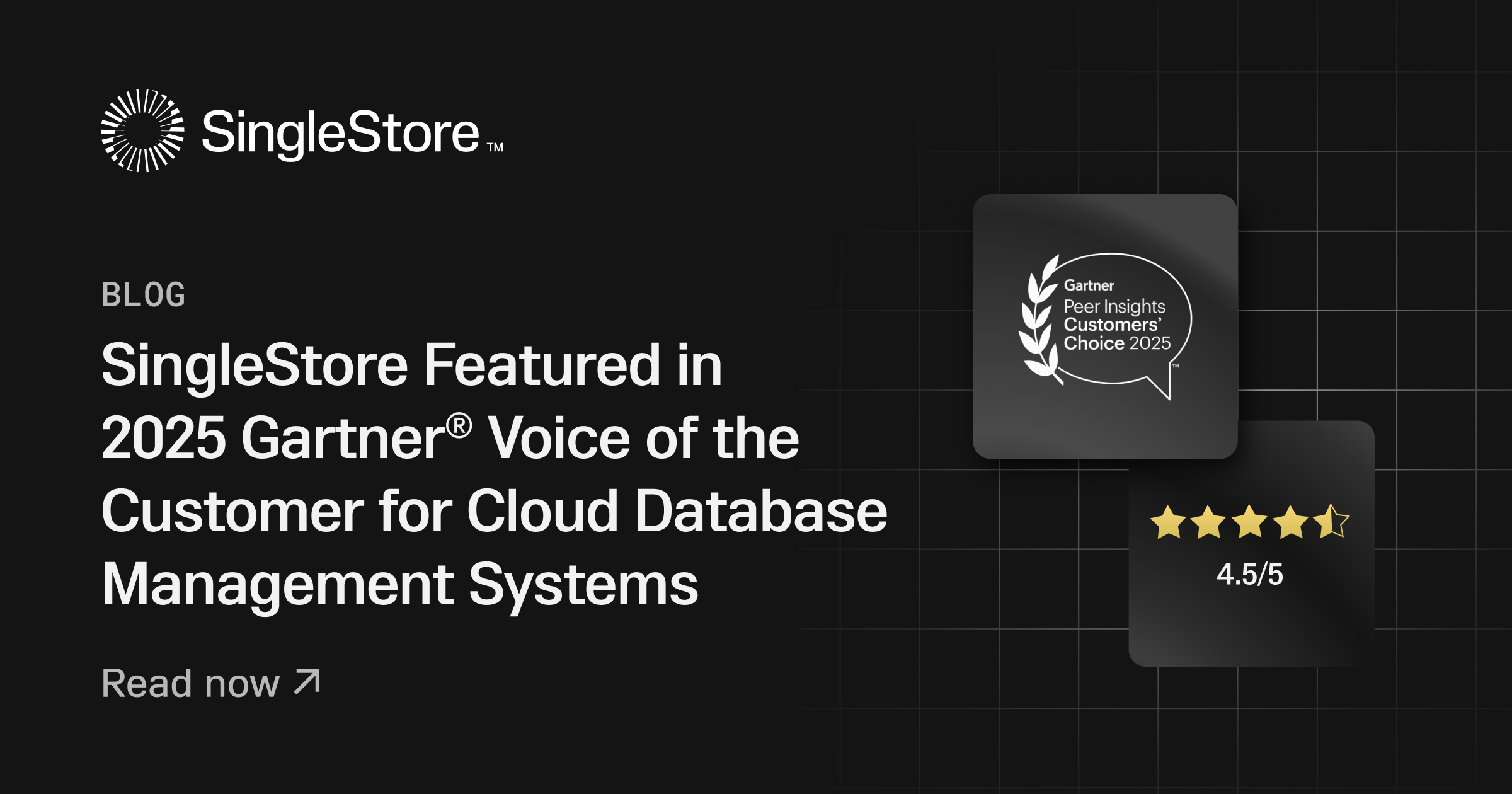 SingleStore Featured in 2025 Gartner® Voice of the Customer for Cloud Database Management Systems Feature image