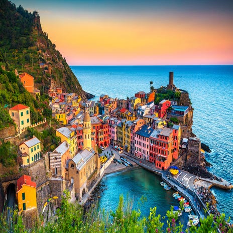 Colorful image of Italy coastline, an inspiration to learn Italian