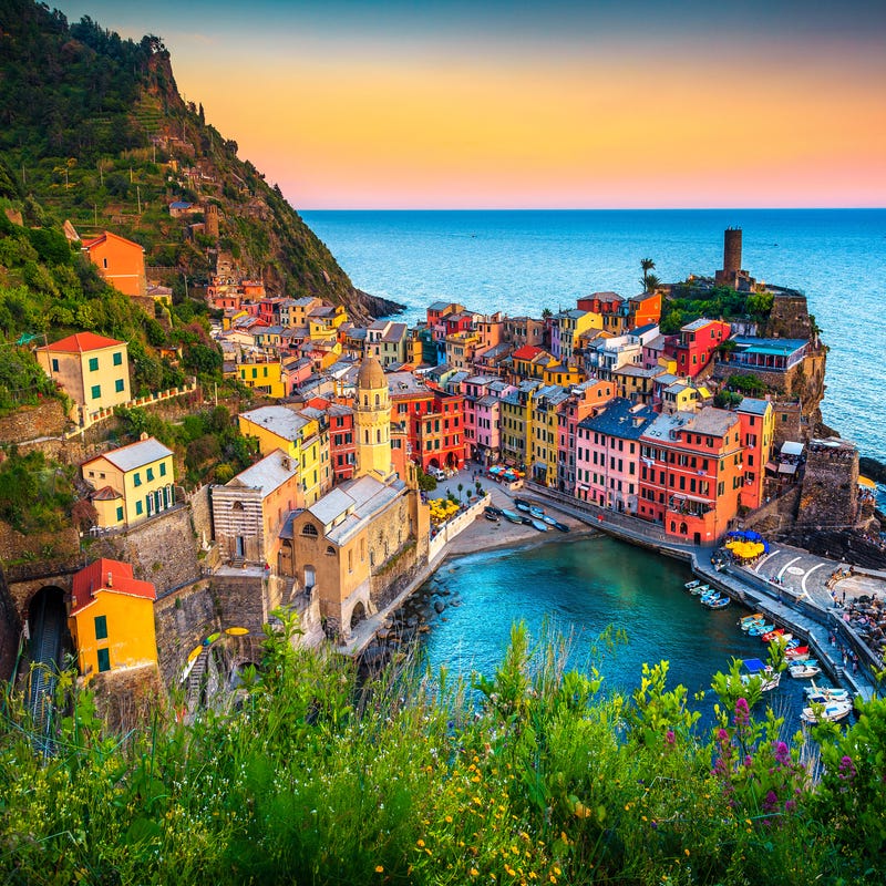 Colorful image of Italy coastline, an inspiration to learn Italian