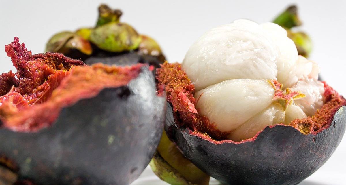 Mangosteen and tropical fruits in Spanish.