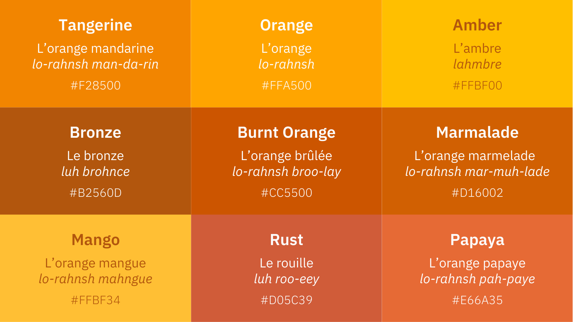 colors in french