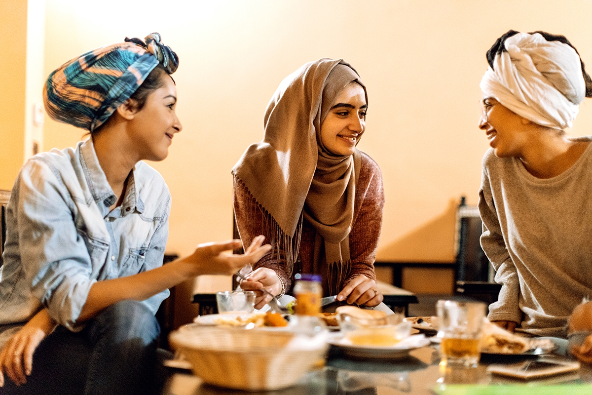 Group of women study linguistics.