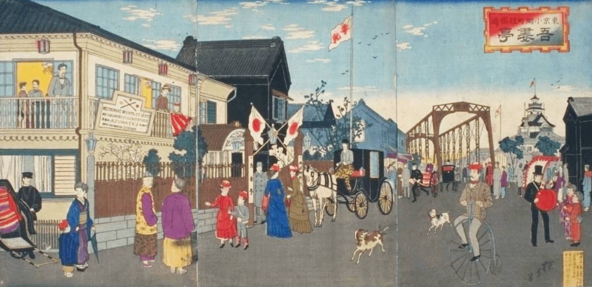 Tokyo Koamichō Yoroibashidōri Azumatei by Inoue Tankei.