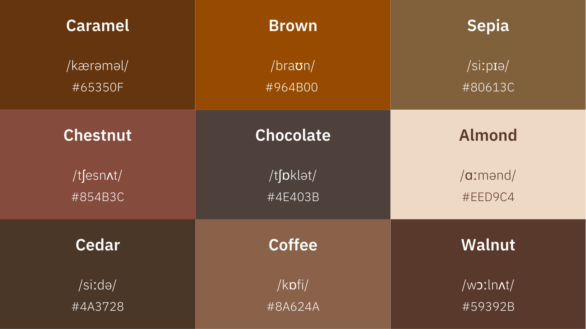Shades of Brown in English.