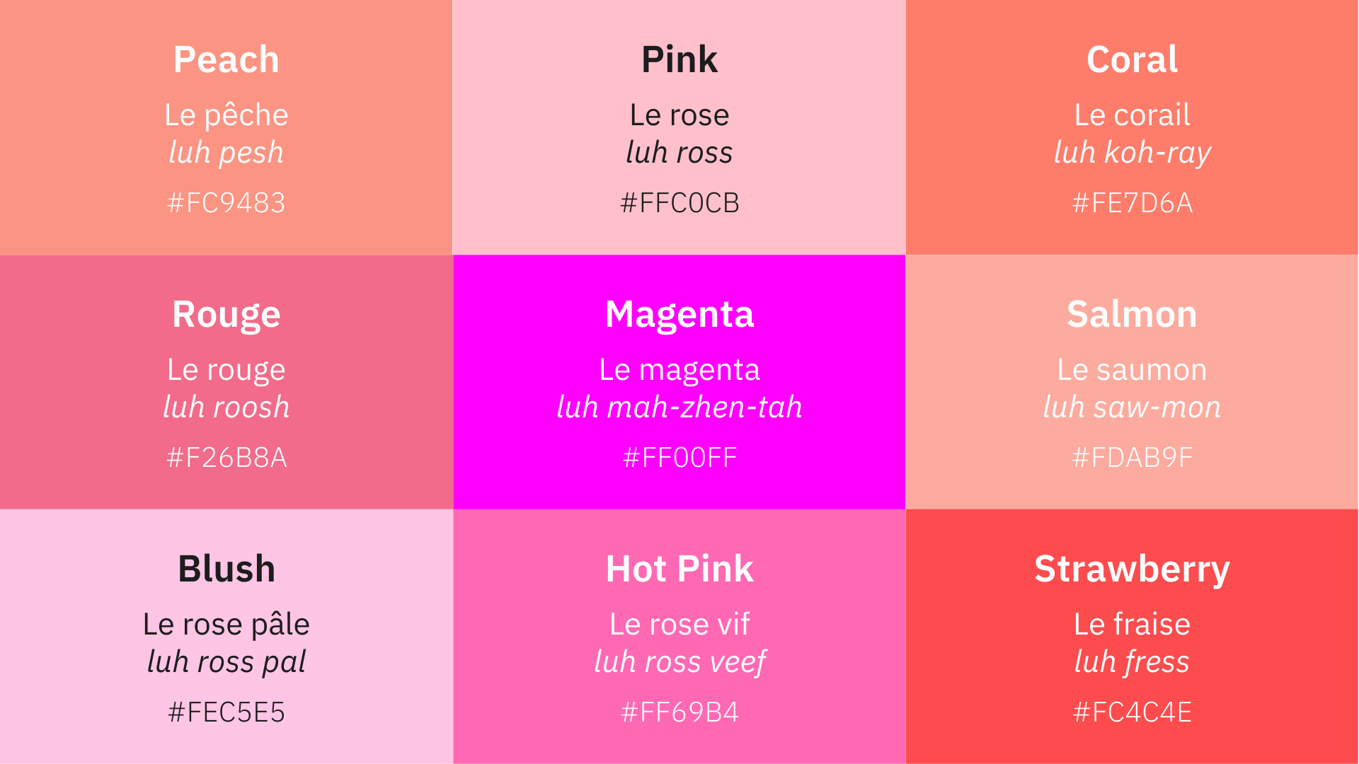 Red Pink Color Names