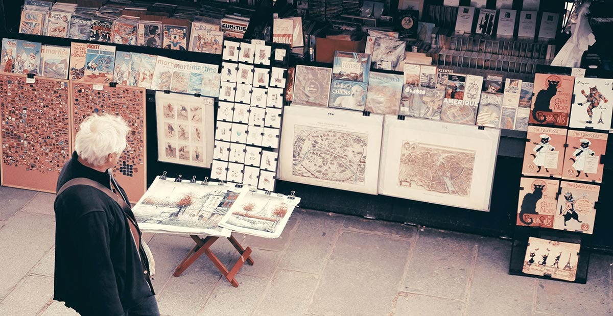 Man shopping in Paris.