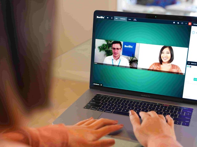 Student attending a Berlitz virtual language class from home, showcasing the convenience of flexible online courses with live instructors.