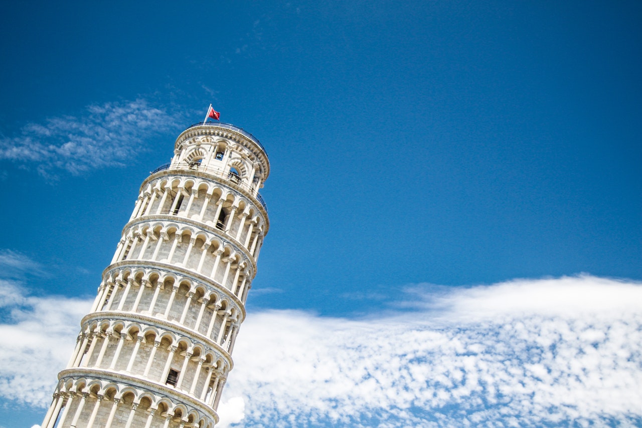 Learn the Italian alphabet and travel to Italy to see the Leaning Tower of Pisa.