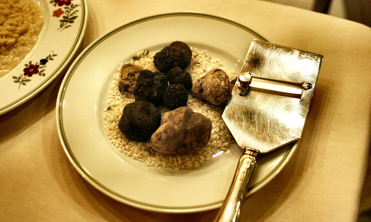 Truffle and mushroom risotto in Italian.