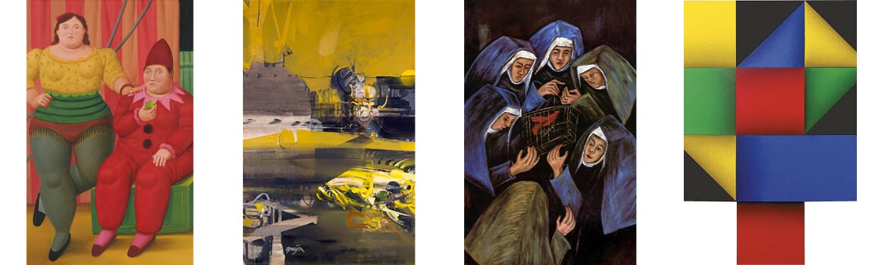 Columbian artists such as Fernando Botero, Alejandro Obregón, Débora Arango and Ómar Rayo.
