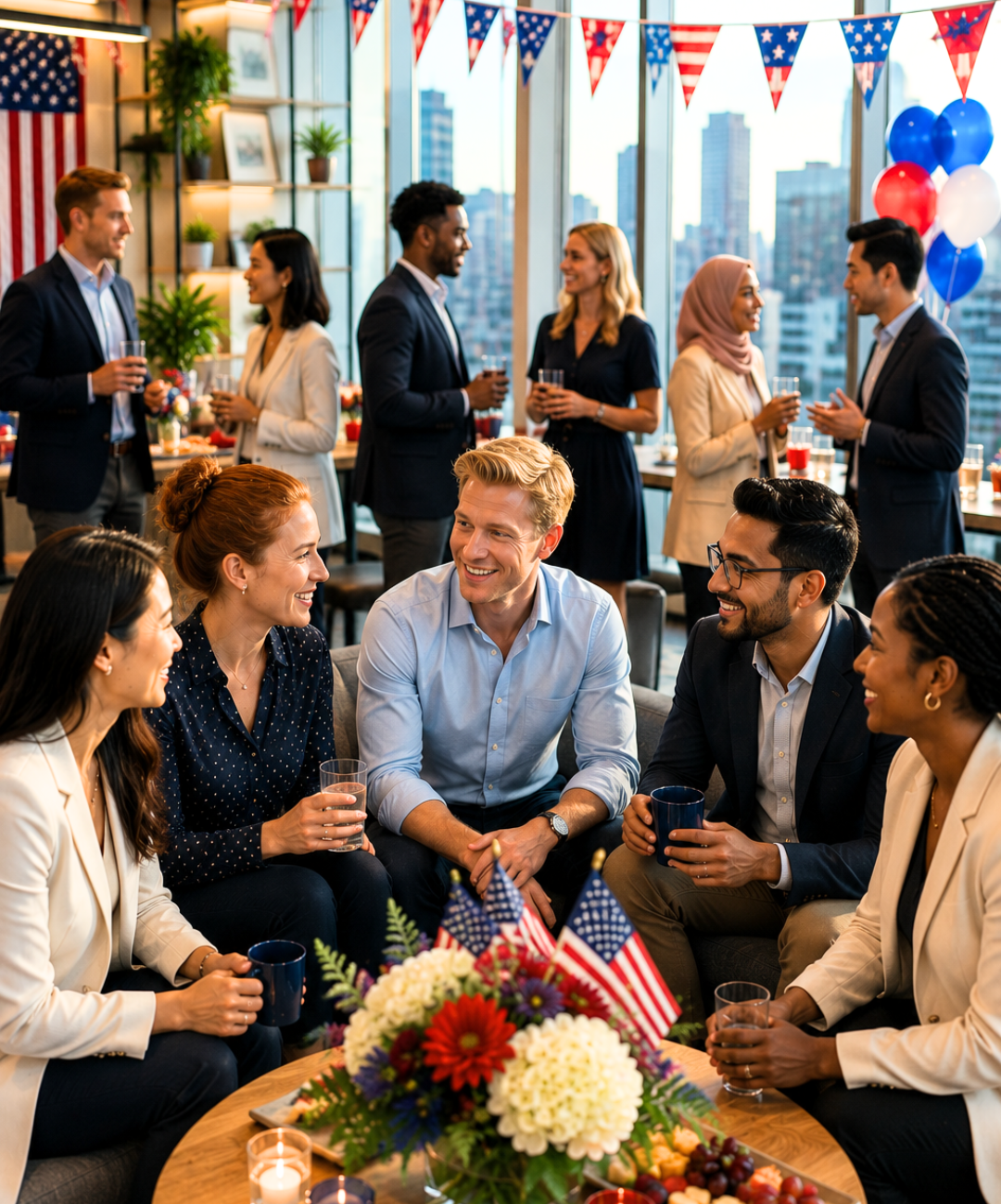 Group of friends socializing outdoors during a Berlitz cultural immersion moment.