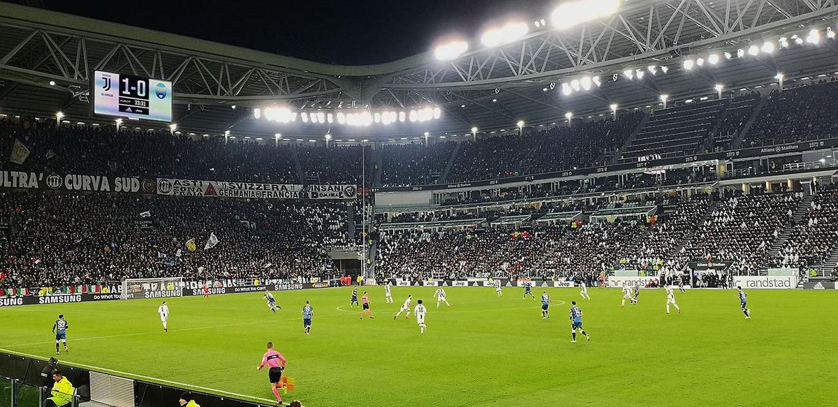 Soccer is the most popular sport in Italy, here is a professional soccer game played in Torino Italy.