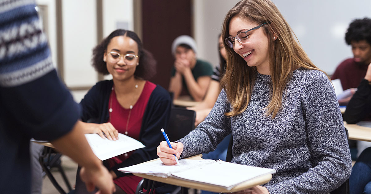 Woman learning Spanish with Berlitz.