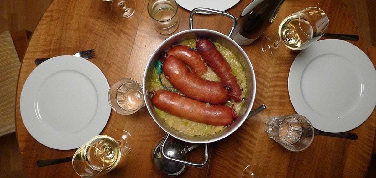 Papet Vaudois with Saucisson.