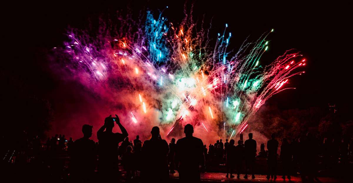 Fireworks on new years eve in France.