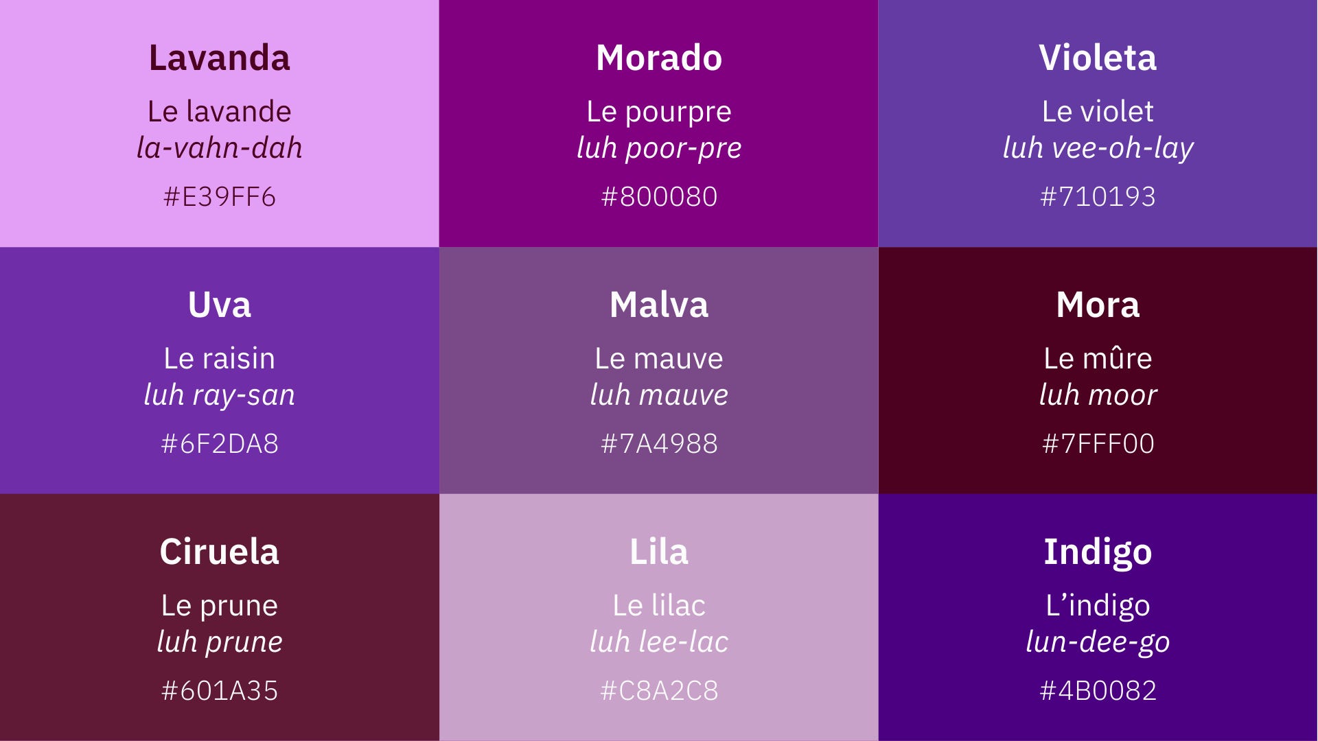 Purple in French.