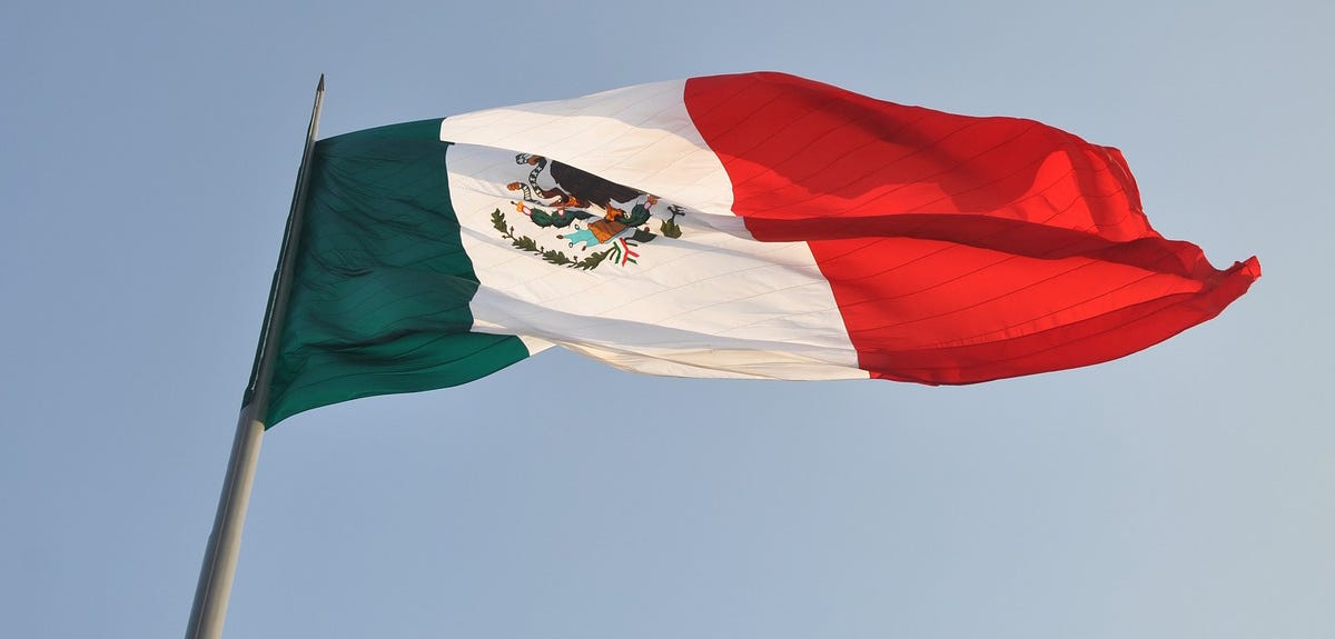 Mexican flag and Basic facts about Mexico.