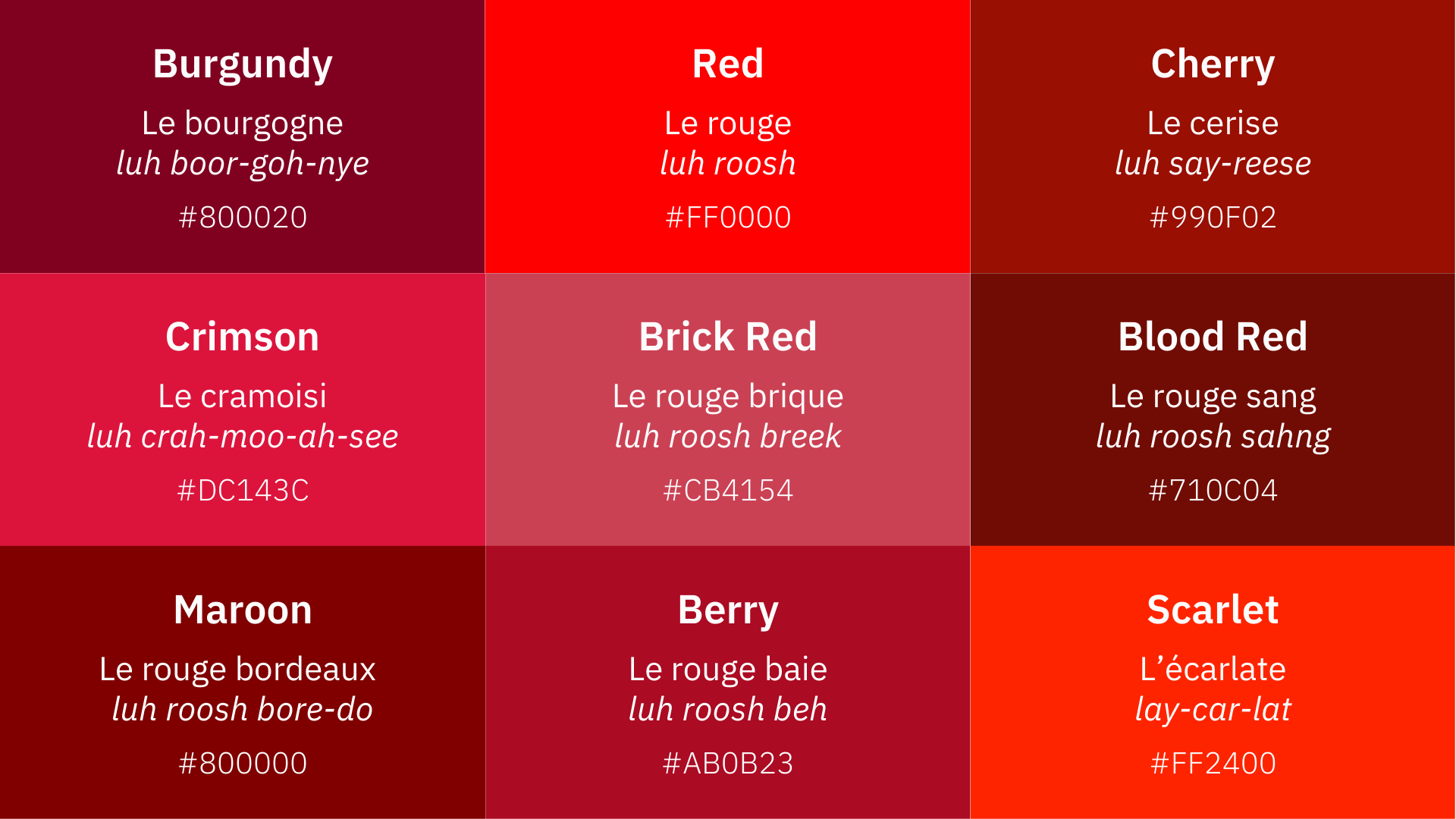 What Is The Colour Red In French