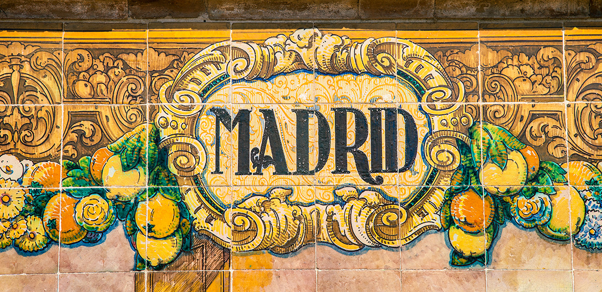 Tiled wall art featuring Madrid, capital of Spain.