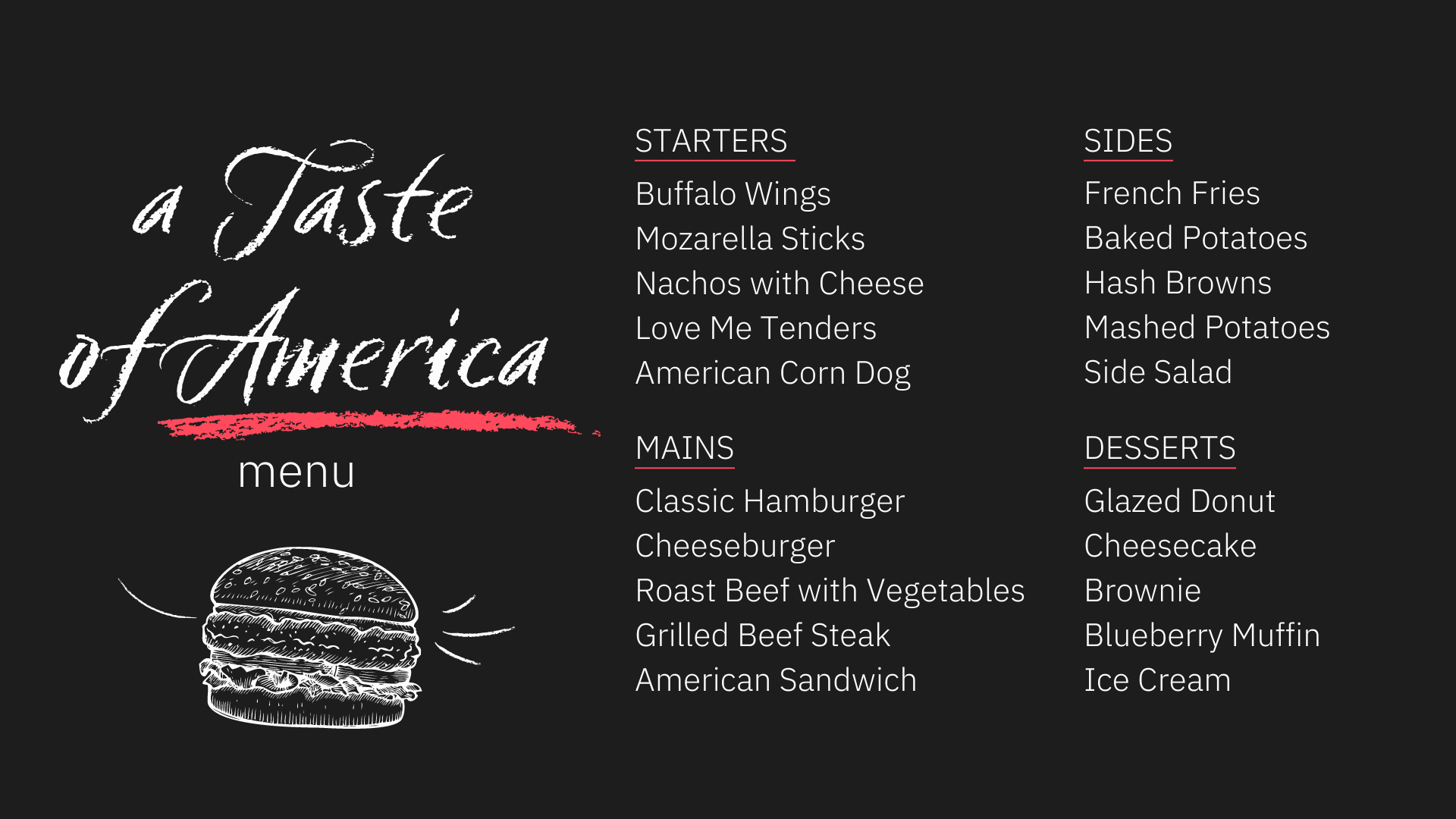 How to order food in English with our Berlitz American English menu.