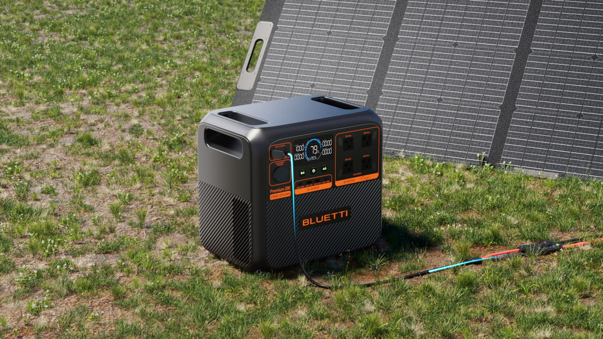 BLUETTI power station charging from solar