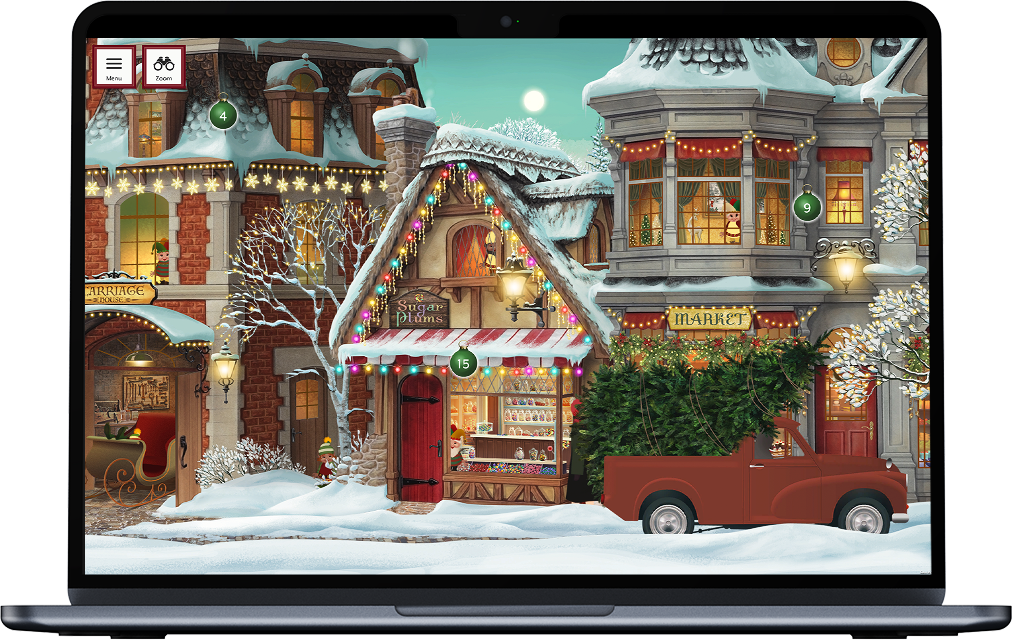 Click on a bulb to open a gift