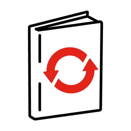 Book with circular arrows