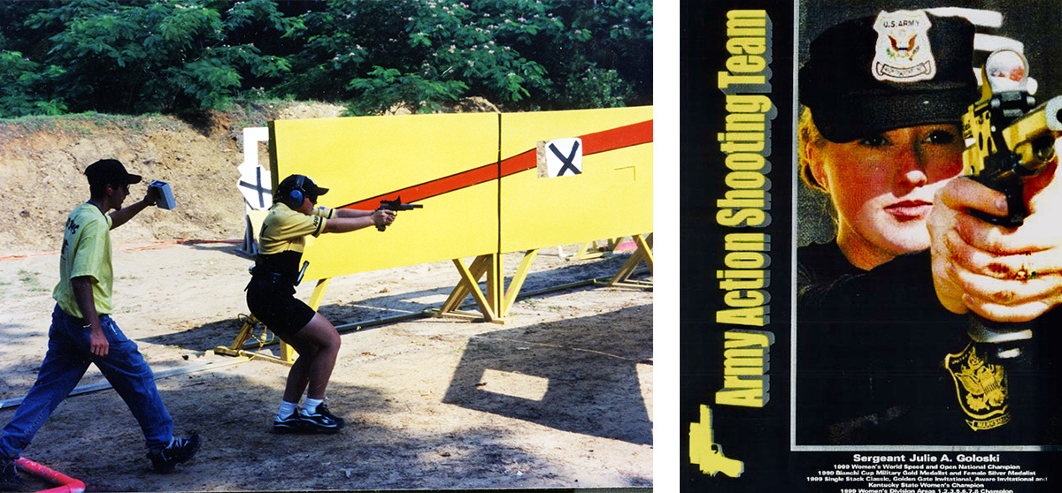 An Image Of Julie Golob Practicing Shooting And An Army Action Shooting