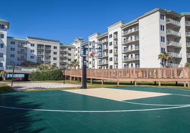 Outdoor basketball court at Galveston Beach Resort in Texas.