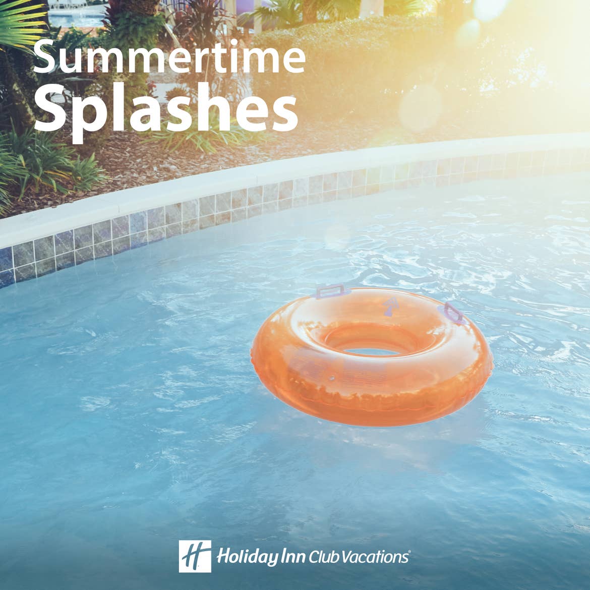 An orange pool floatie lying in a pool.