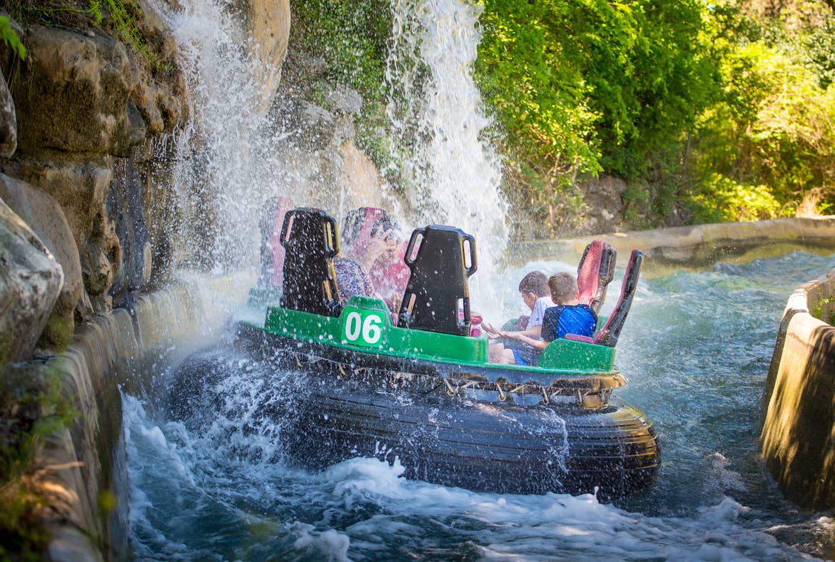 A water raft ride with several guests at SeaWorld San Antonio.