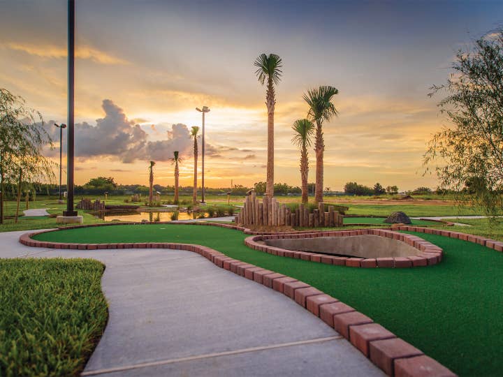 Outdoor mini golf course at Orlando Breeze Resort near Orlando, Florida.