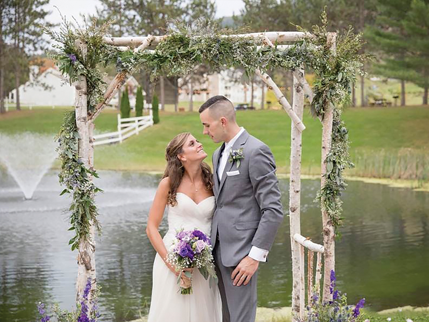 Bride and groom getting married.
