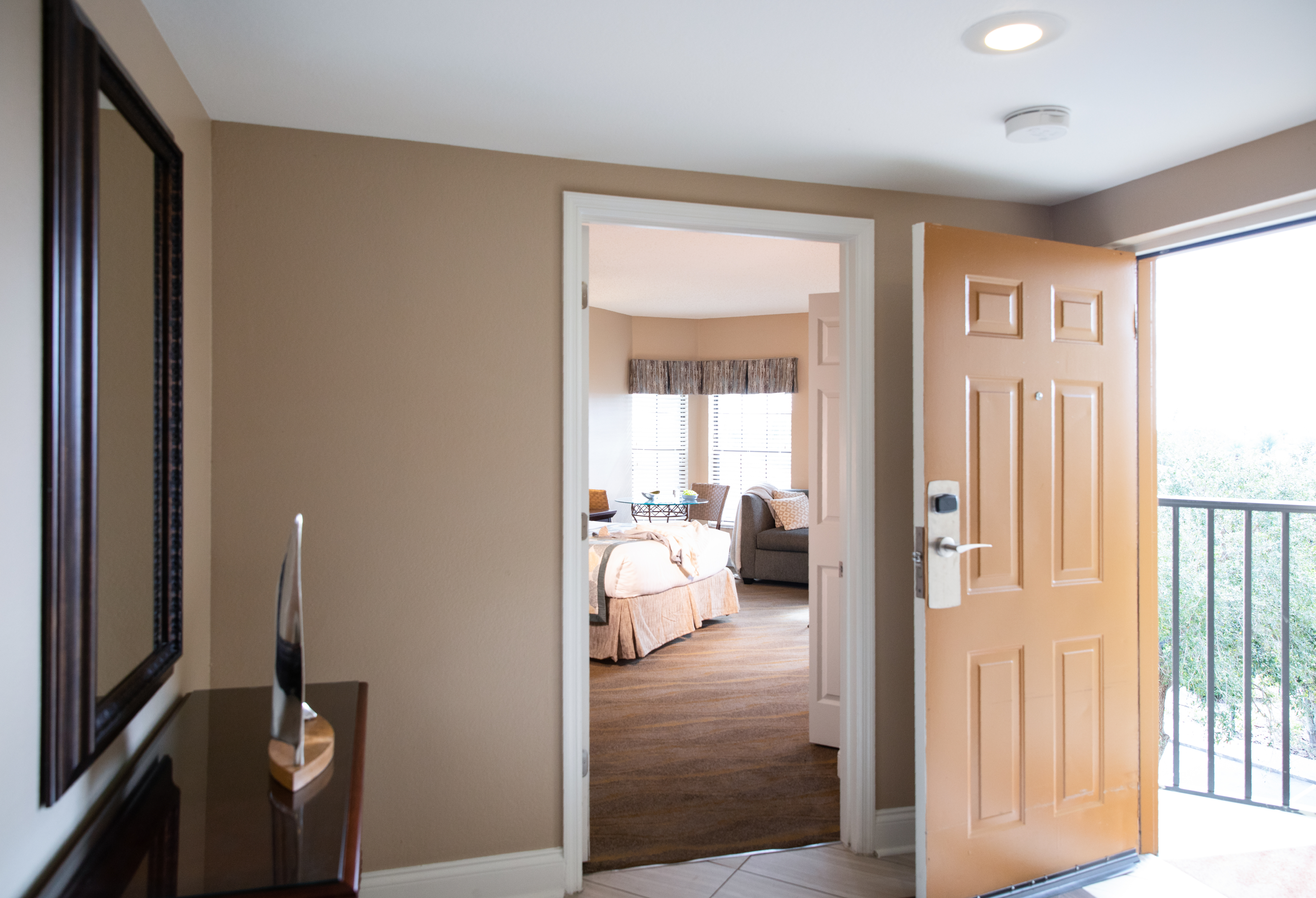 Entrance into bedroom in a three bedroom villa in West Village at Orange Lake Resort near Orlando, FL