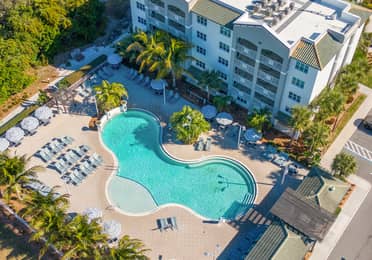 Aerial view of main pool at Cape Canaveral Beach Resort.