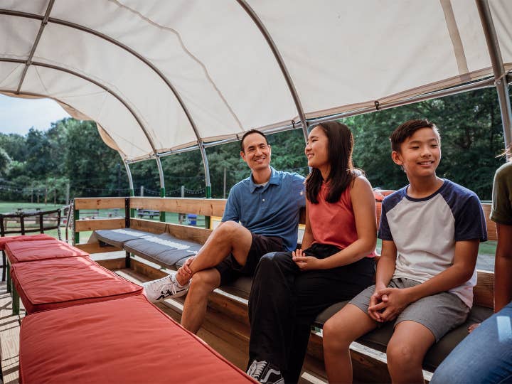 Family seating on a boat