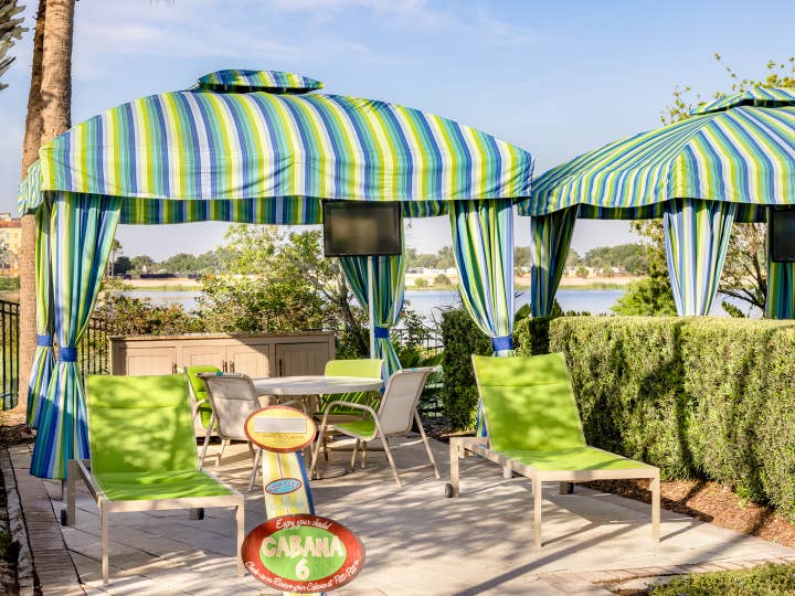 Cabana by the lazy river at Orange Lake Resort near Orlando, Florida