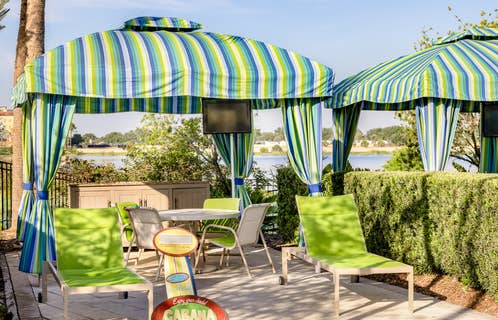 Cabana by the lazy river at Orange Lake Resort near Orlando, Florida