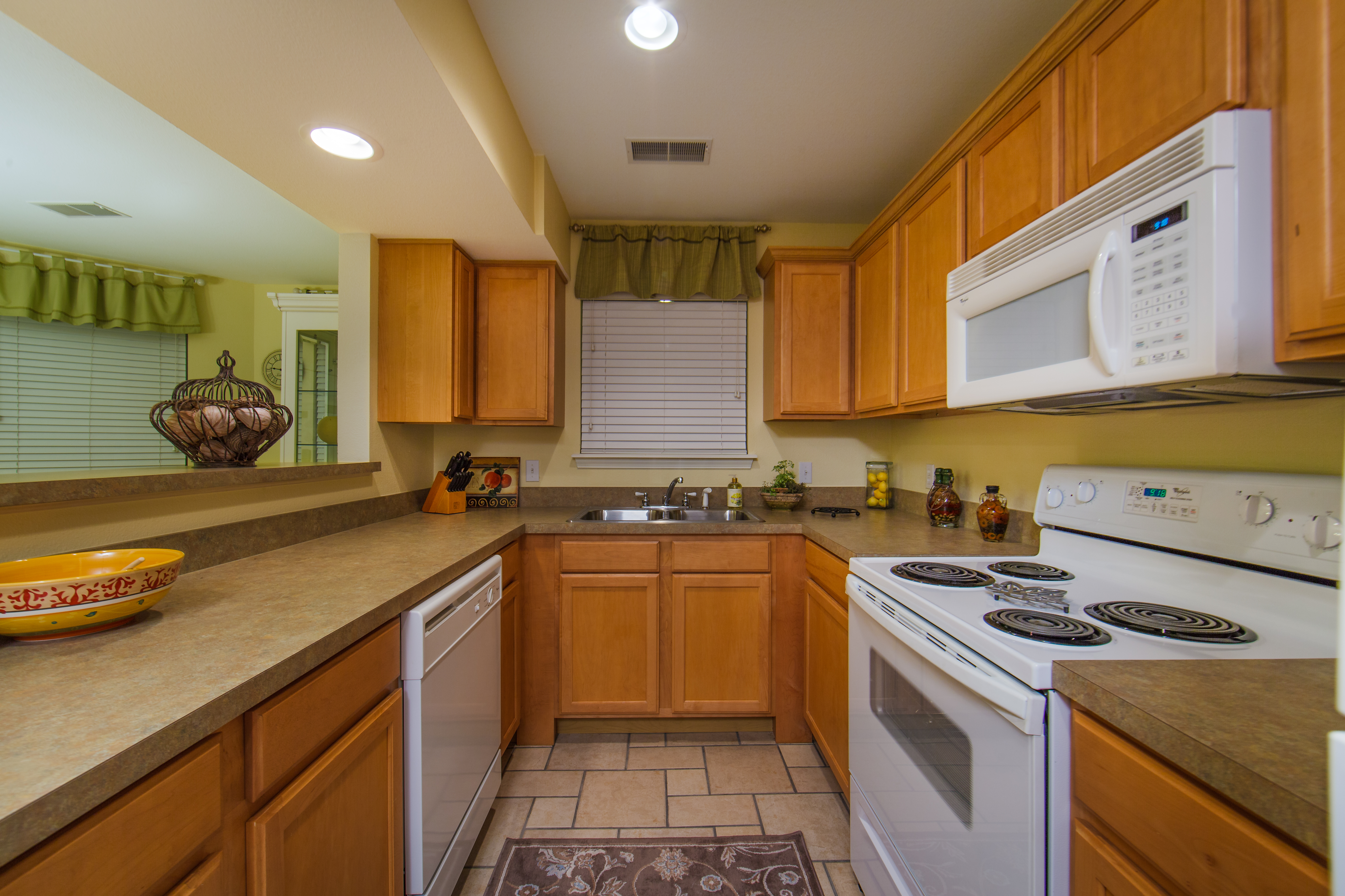 Kitchen and amenities in a two-bedroom presidential villa at the Holiday Hills Resort in Branson Missouri.