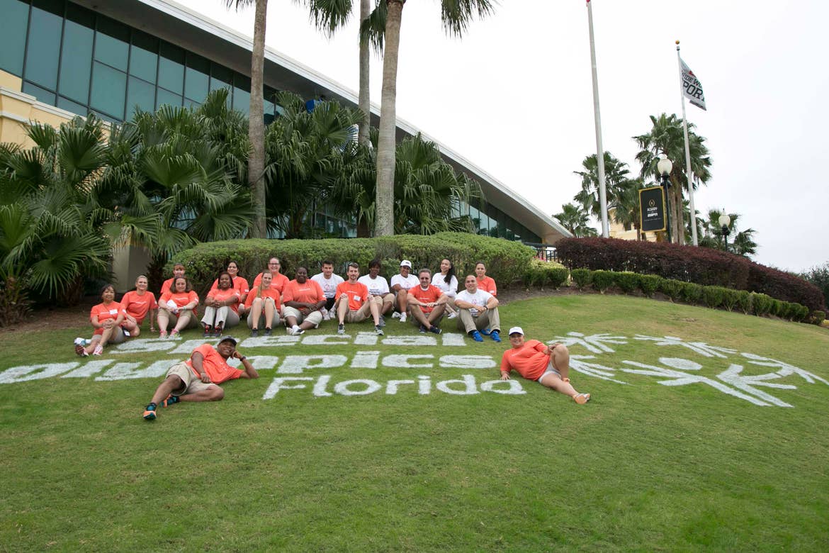 HICV Volunteers pose in front of the Special Olympics Florida facility.