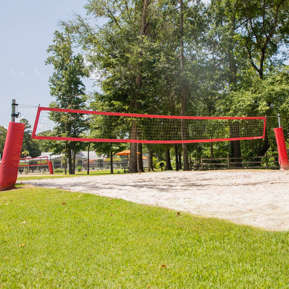 Sand volleyball court at Villages Resort in Flint, Texas.