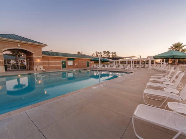 Outdoor pool at Piney Shores Resort in Conroe, Texas.