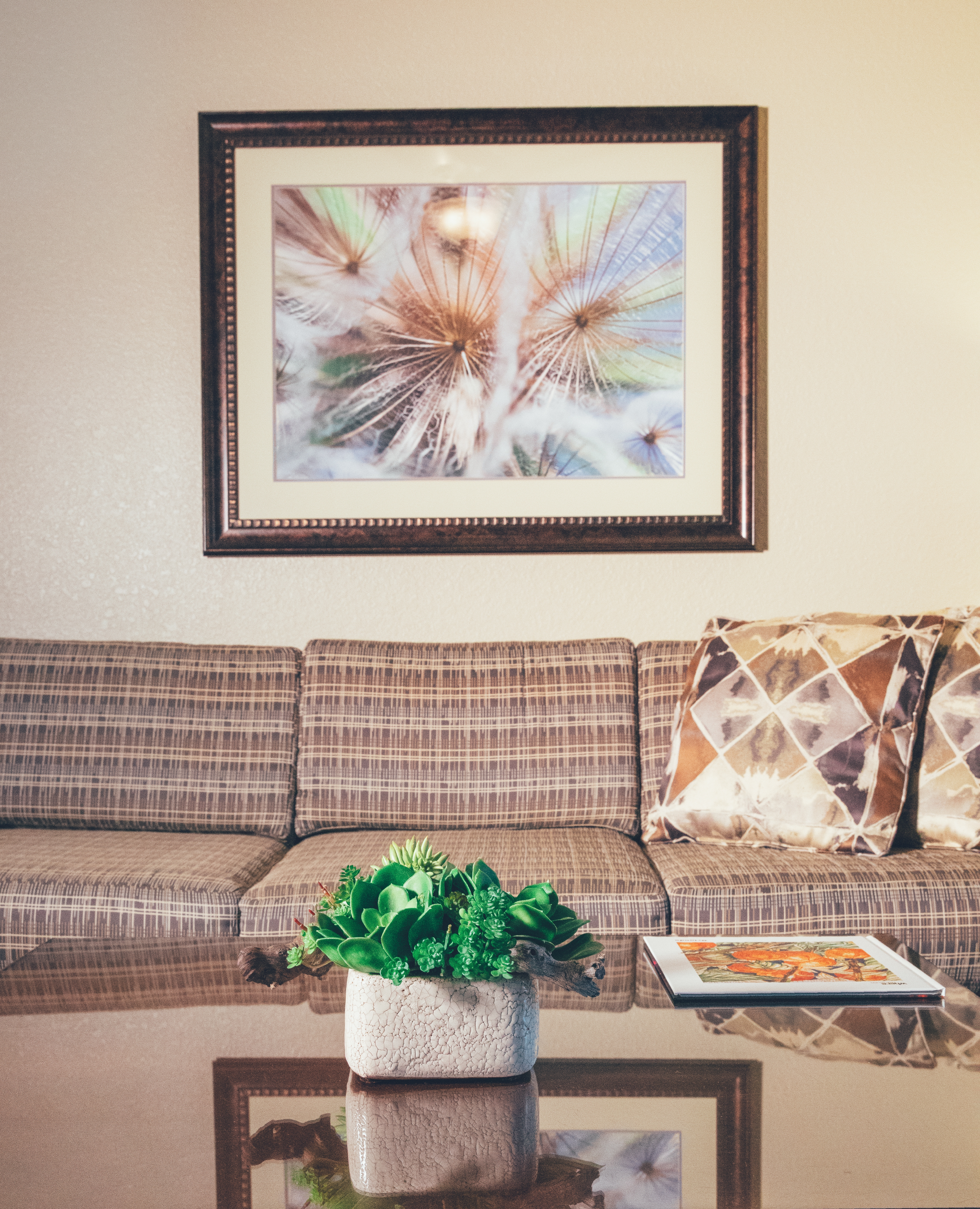 Closeup of couch in a Signature villa in River Island at Orange Lake Resort near Orlando, Florida