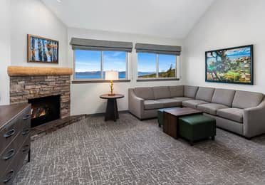 Living room in a Ridge View one-bedroom villa at Tahoe Ridge Resort