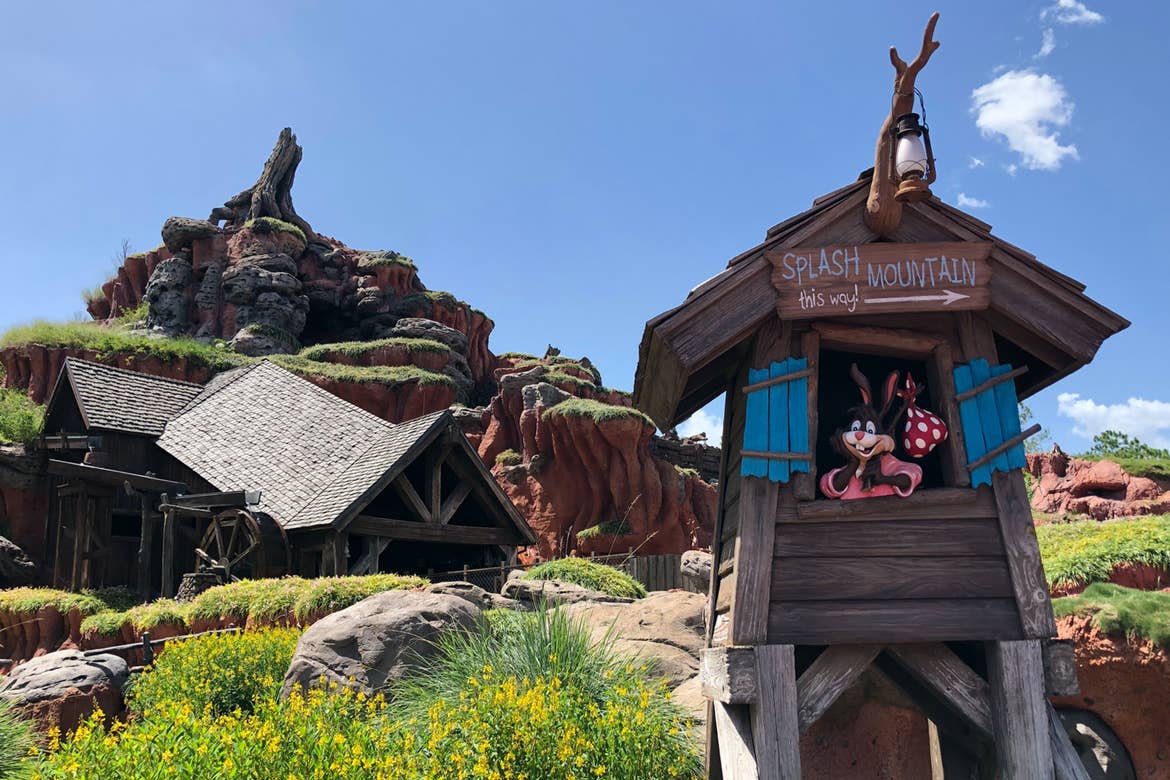Exterior view of Splash Mountain flume into the Briar Patch.
