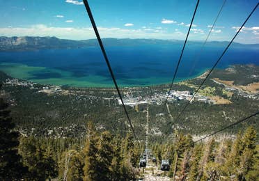 Sierra Nevada Mountains ski lift near David Walley's Resort in Genoa, Nevada