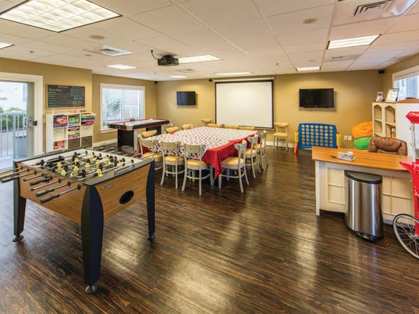 Activity Center with foosball table at Galveston Beach Resort in Texas.