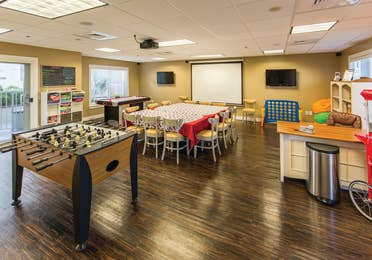 Activity Center with foosball table at Galveston Beach Resort in Texas.
